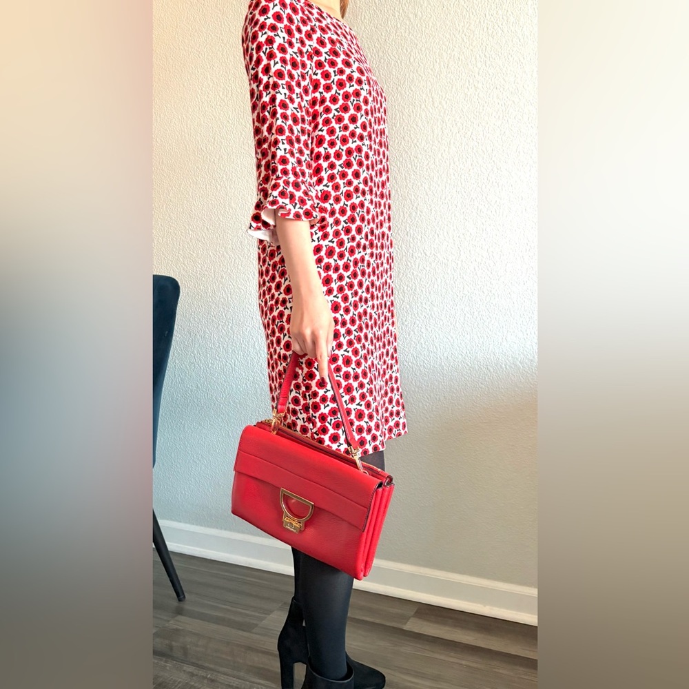 Kate Spade - Red Floral Shift Dress with 3/4 Sleeve - Size 4